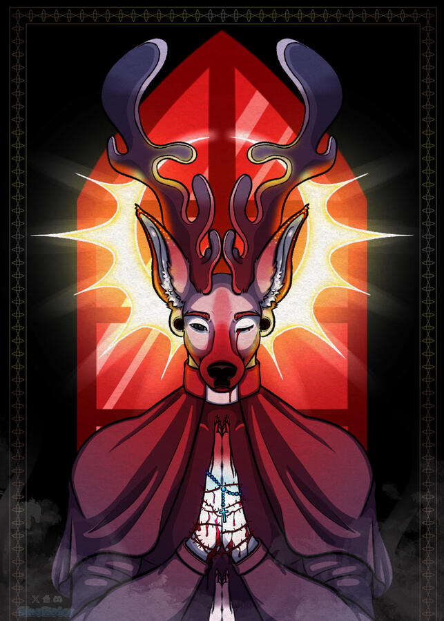 Reference sheet with full body and two headshots